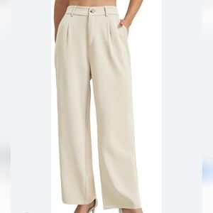 Lizard Thicket Cream Women's Pants Buisness Casual Wide Leg High Rise Small Med